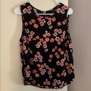 Forever 21 black and pink flower top- large